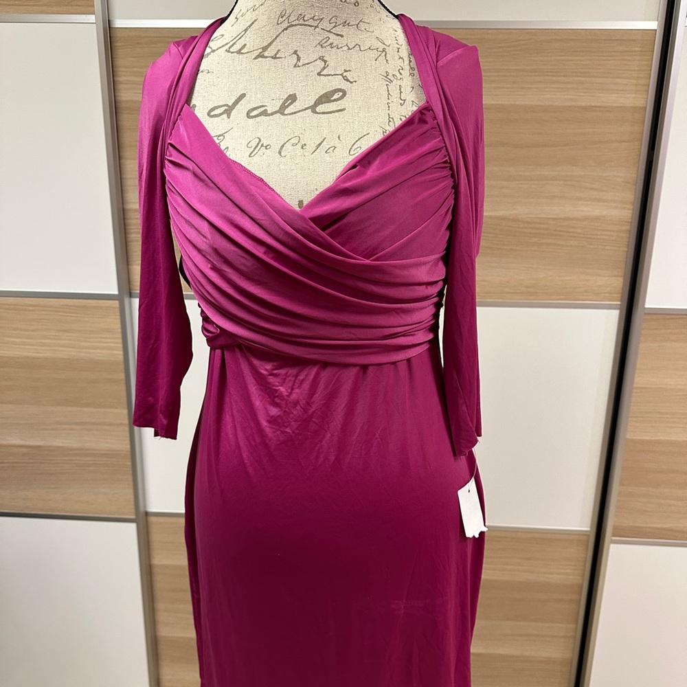 Women's Dress RAMPAGE HOT PINK Open Back Slinky Rhinestone Juniors LARGE